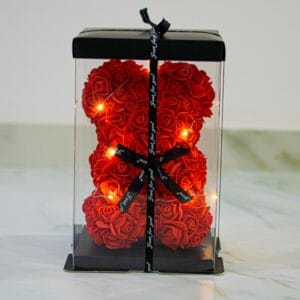 Oso de rosas rojo