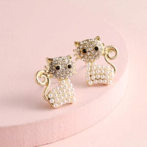 Aretes Gatos en Perlas - Imagen 3