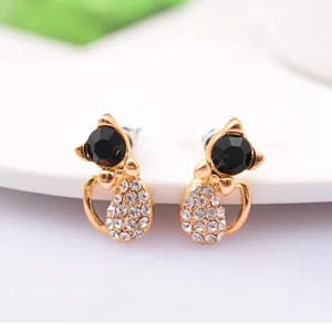 Aretes Gato Cuerpo Cristales
