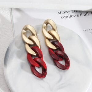 Aretes Eslabon Dorado y Color - Imagen 3