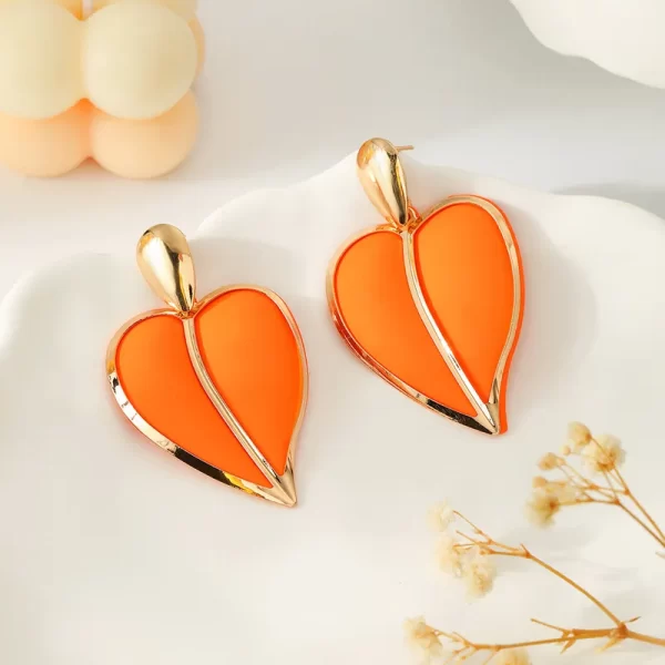 Princess-Heart-Shape-Metal-Spray-Paint-Plating-Women-S-Drop-Earrings