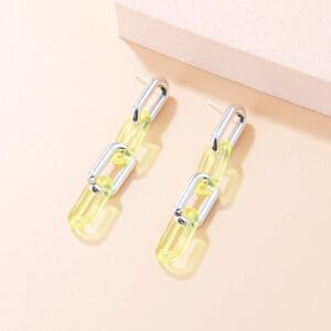 Aretes Eslabón Cromo y Color - Imagen 6