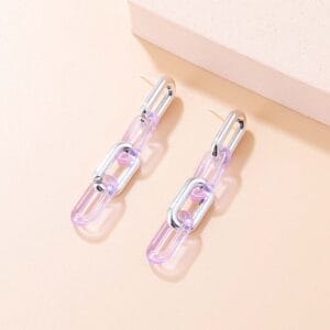 Aretes Eslabón Cromo y Color - Imagen 2