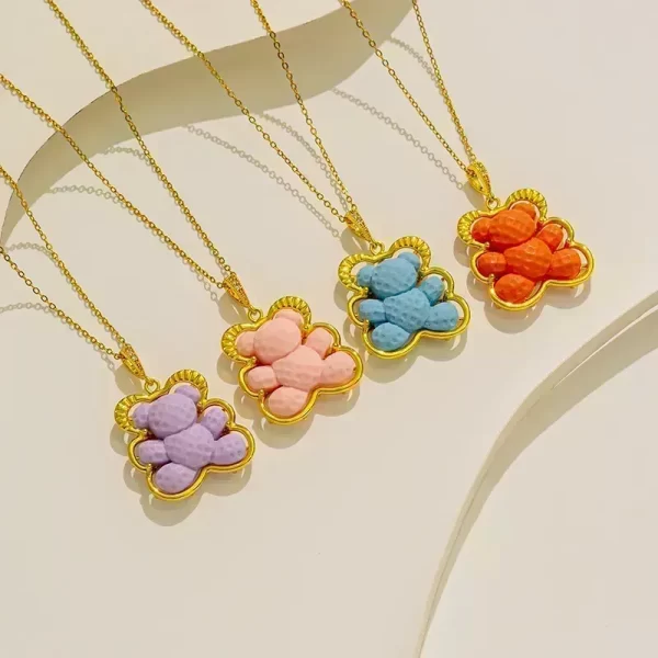 Wholesale-Cute-Little-Bear-Titanium-Steel-Pendant-Necklace