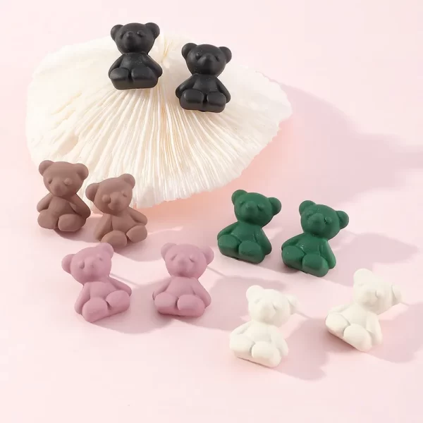 Ez3806-Nizhu-New-Ins-Sweet-Cool-Teddy-Bear-Ear-Studs-Earrings-Lovely-Soft-Cute-Colorful-Bear-Earrings