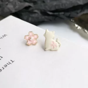 Aretes Gato y Flor - Imagen 1
