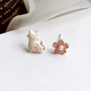 Aretes Gato y Flor - Imagen 2