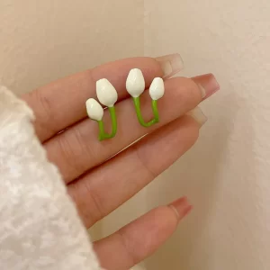 Aretes Tulipanes Blancos - Imagen 1