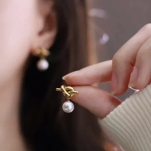 Aretes Entrelazos Perla - Imagen 4