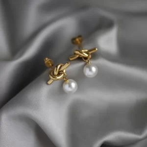 Aretes Entrelazos Perla - Imagen 3