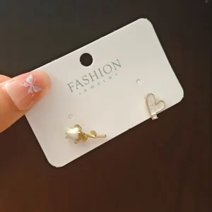 Aretes Rosa Corazón Blanco - Imagen 2