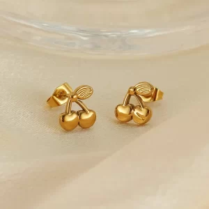 Aretes Cerezas Doradas - Imagen 2
