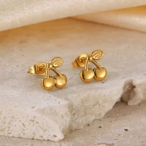 Aretes Cerezas Doradas - Imagen 1