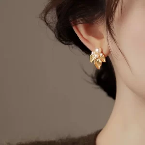 Aretes Hoja Perla - Imagen 2