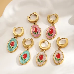 Aretes Tulipan Marmolado - Imagen 1