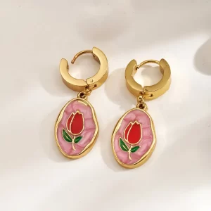 Aretes Tulipan Marmolado - Imagen 3