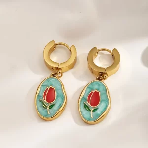 Aretes Tulipan Marmolado - Imagen 4