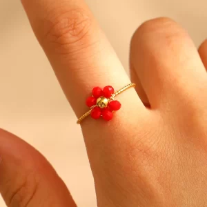 Anillo Flor Roja - Imagen 1